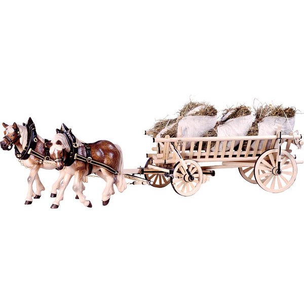 DU6085 - 2 Draw-horses with hooped haycart