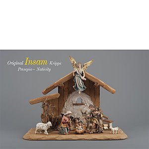 IE0510SET09Natur10 - IN Set 8 figurines + stable Holy Night