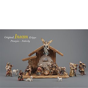 IE0510SET16Natur14 - IN Set 15 figurines + stable Holy Night