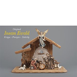 IE0520SET09Natur8 - IN Set 8 figurines + stable Holy Night