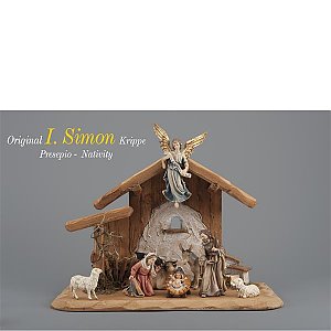 IE0530SET09Natur11 - SI Set 8 figurines + stable Holy Night