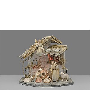 IE0540ISET082xgebeiz - Familystable Insam + 8 figurines Light Nativity