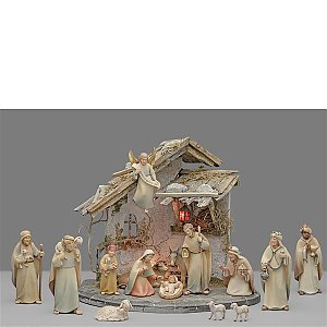 IE0540ISET15Color10 - Familystable Insam + 15 figurines Light Nativity