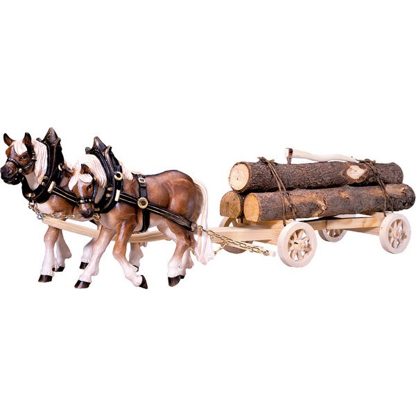 DU6073 - 2 Cavalli da tiro con carro e legna