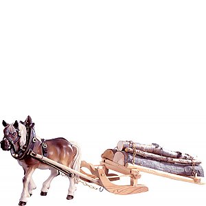 DU6061 - 1 Cavallo da tiro con slitta e legna