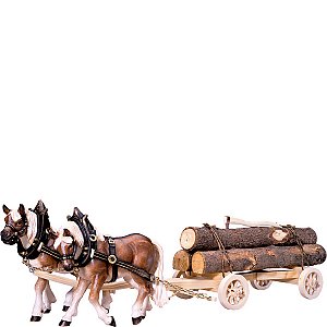 DU6073 - 2 Cavalli da tiro con carro e legna