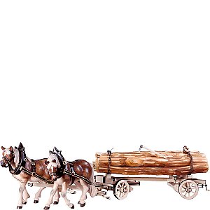 DU6075 - 2 Cavalli da tiro con carro ferrato e legna